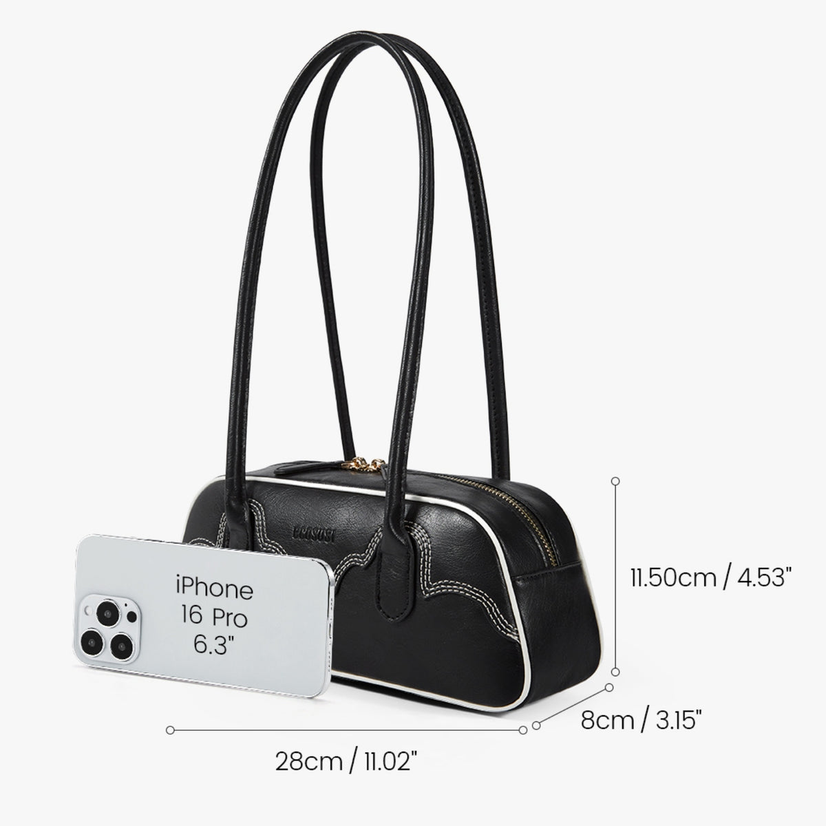 Cartera Evelyn Estilo Baguette de Cuero Vegano 2,6 L