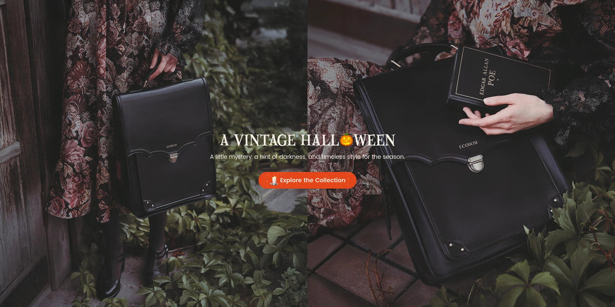 A Vintage Halloween: mochila y maletín Ecosusi negros